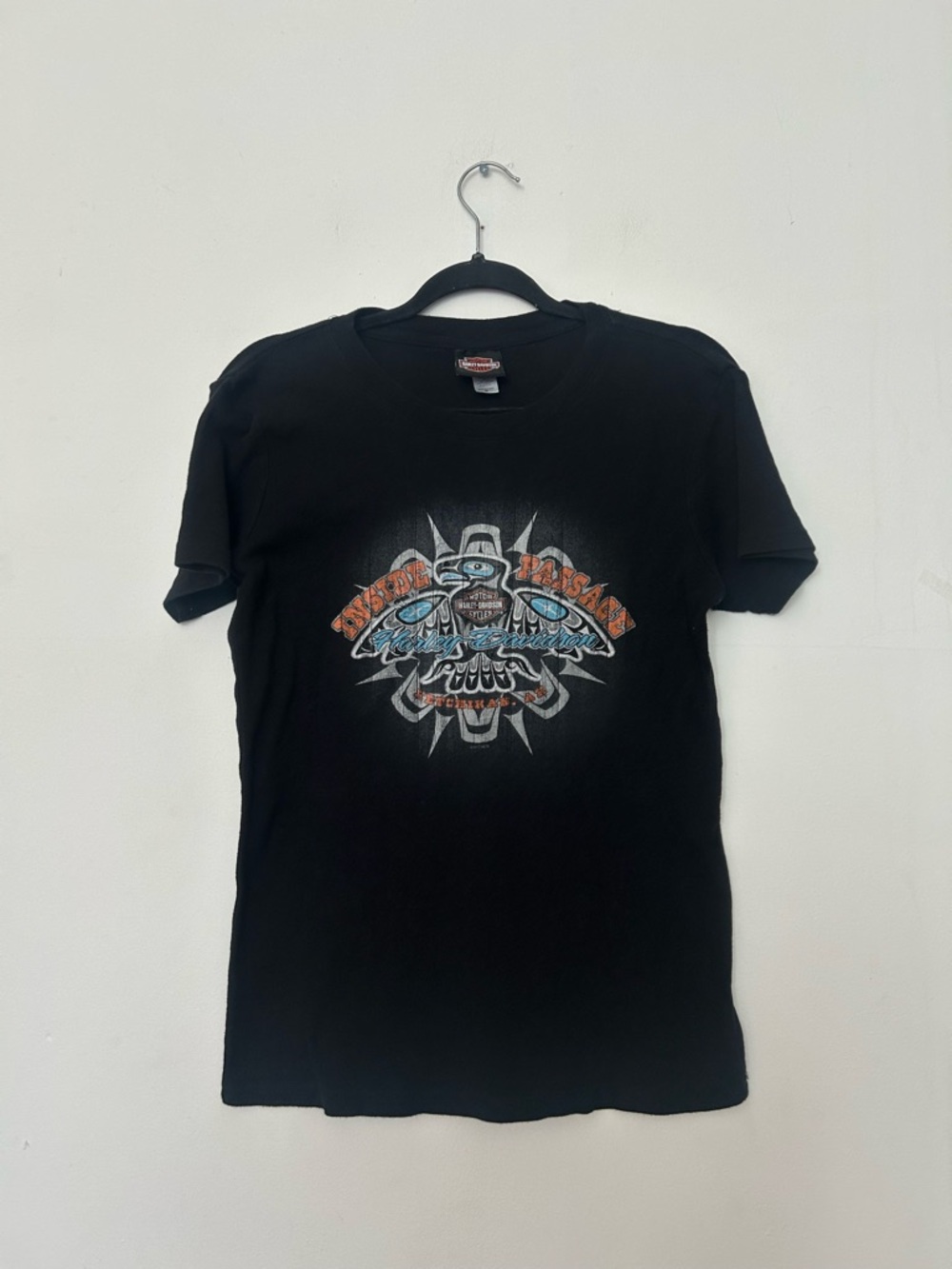 Harley-Davidson Black Short-Sleeve Tee with Eagle and Tribal Graphic